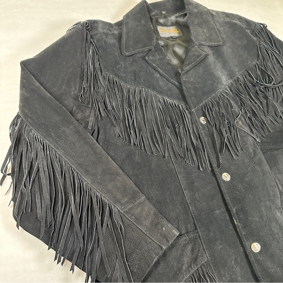 Scully Black Fringe Jacket suede leather western cowboy coat button - Picture 2 of 11